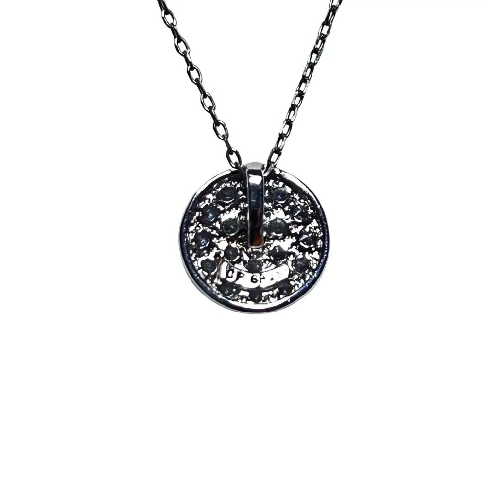 Sterling Silver Cable Chain Necklace W/ Clear Rhinestone Pendant Signed (5922) - Picture 5 of 6